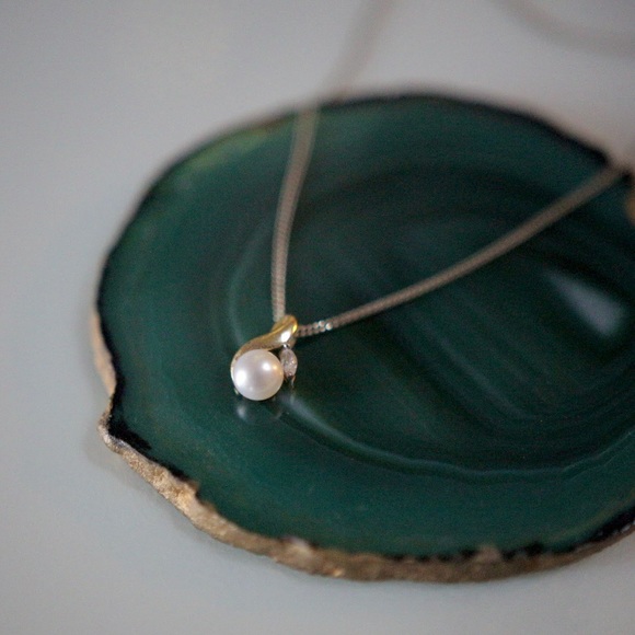 14k Gold & Pearl Antique Necklace - Picture 1 of 11